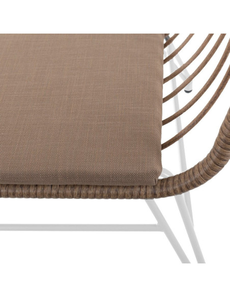 SILLÓN 2 PLAZAS ACERO-RATTÁN BLANCO 121 X 62 X 76 CM 