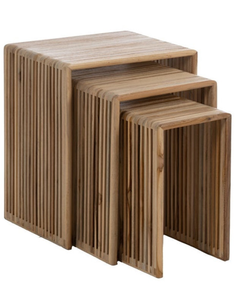S/3 MESA AUXILIAR NATURAL MADERA DE TECA 41 X 34 X 50 CM
