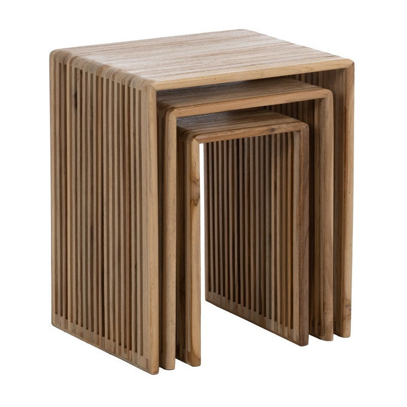 S/3 MESA AUXILIAR NATURAL MADERA DE TECA 41 X 34 X 50 CM 