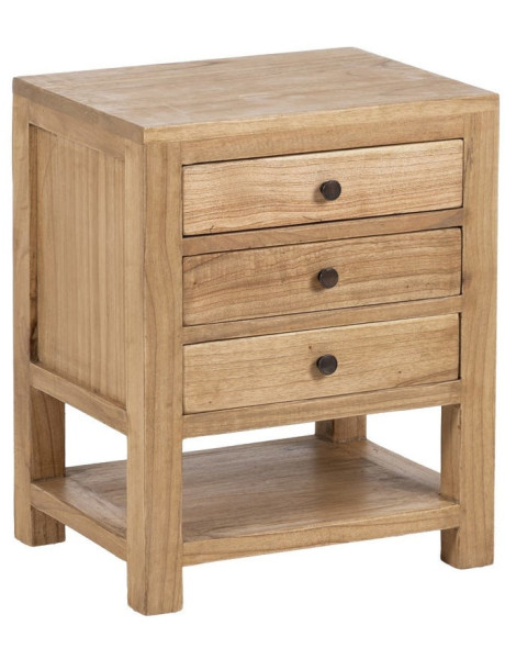 MESITA NATURAL MADERA MINDI DORMITORIO 45 X 35 X 55 CM