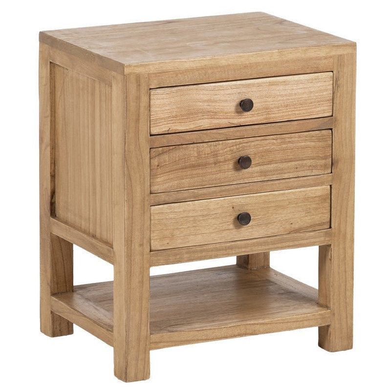 MESITA NATURAL MADERA MINDI DORMITORIO 45 X 35 X 55 CM