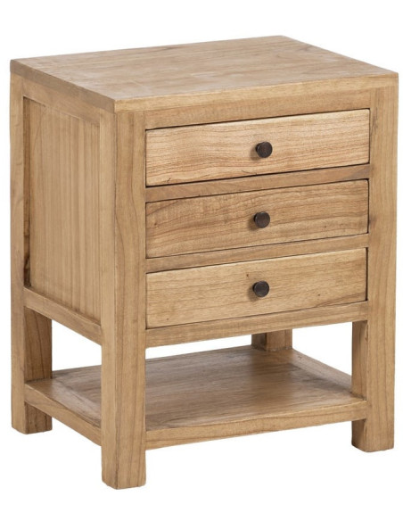 MESITA NATURAL MADERA MINDI DORMITORIO 45 X 35 X 55 CM