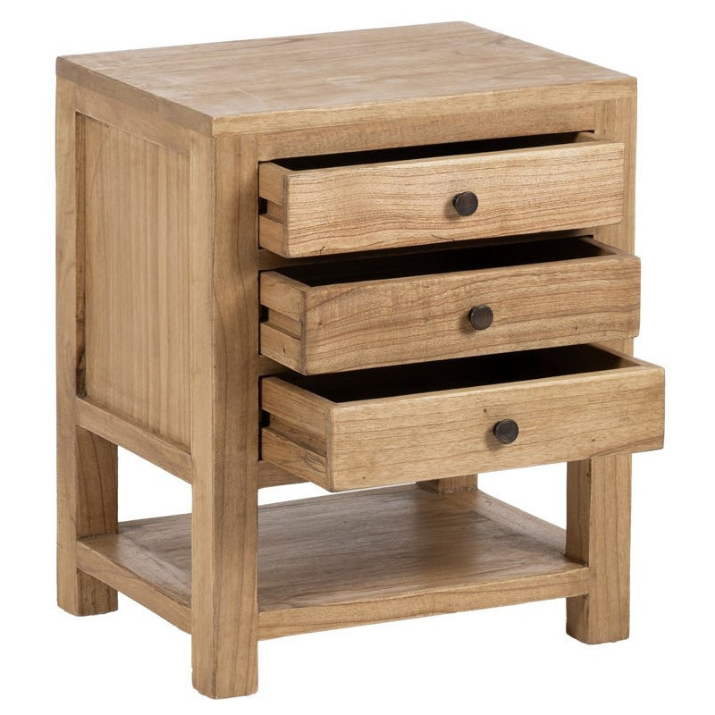 MESITA NATURAL MADERA MINDI DORMITORIO 45 X 35 X 55 CM 