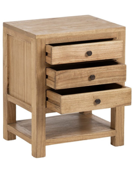 MESITA NATURAL MADERA MINDI DORMITORIO 45 X 35 X 55 CM 