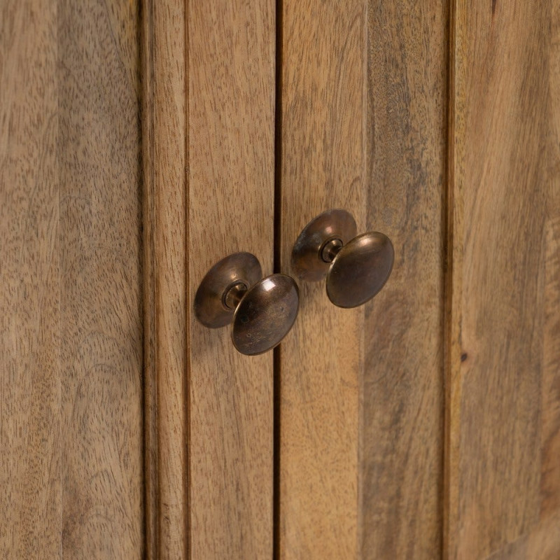 Grand Buffet classique rustique Bas 2 portes 2 tiroirs 4 étagères 189 cm Bois de manguier Naturel Castel 