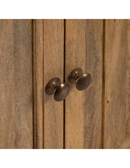 Grand Buffet classique rustique Bas 2 portes 2 tiroirs 4 étagères 189 cm Bois de manguier Naturel Castel 