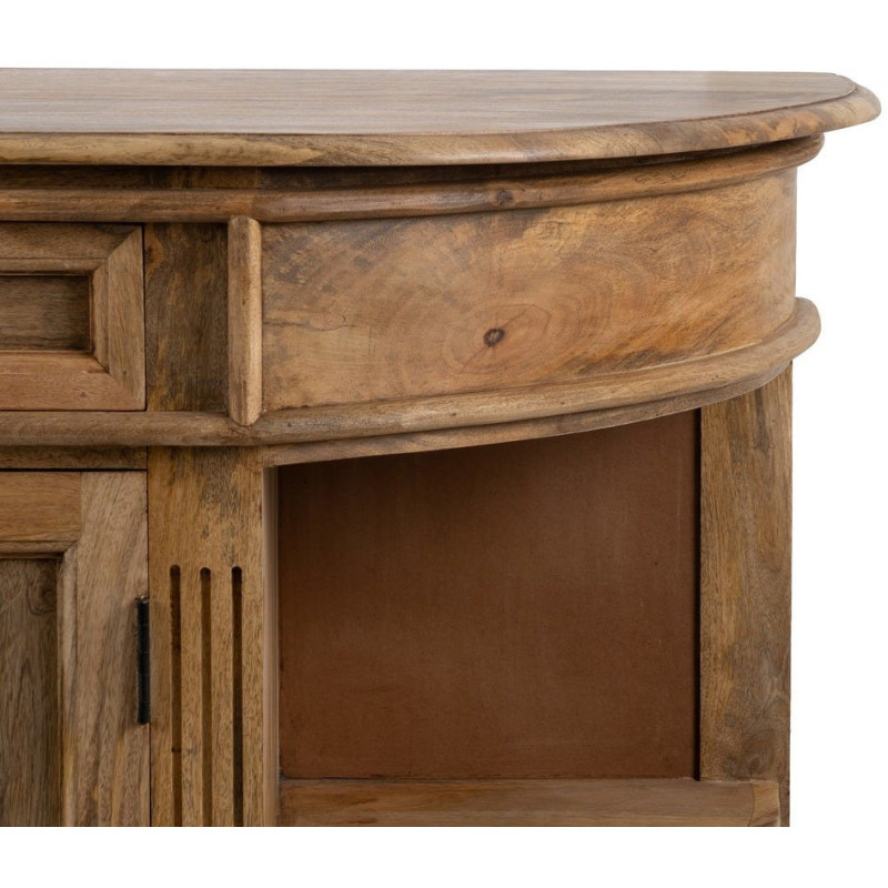 Grand Buffet classique rustique Bas 2 portes 2 tiroirs 4 étagères 189 cm Bois de manguier Naturel Castel 