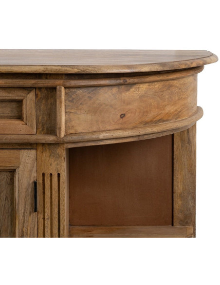 Grand Buffet classique rustique Bas 2 portes 2 tiroirs 4 étagères 189 cm Bois de manguier Naturel Castel 