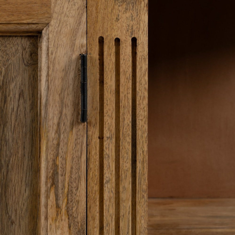 Grand Buffet classique rustique Bas 2 portes 2 tiroirs 4 étagères 189 cm Bois de manguier Naturel Castel 