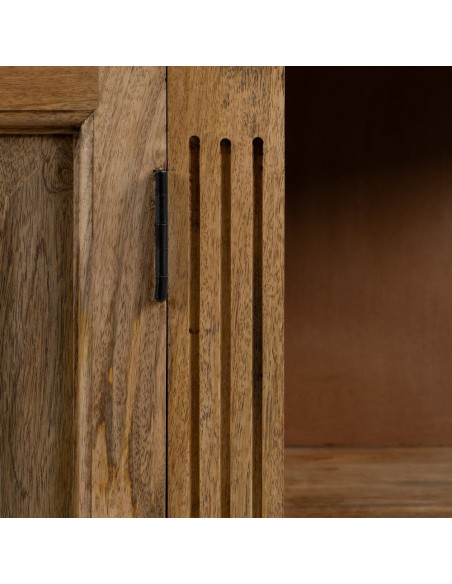 Grand Buffet classique rustique Bas 2 portes 2 tiroirs 4 étagères 189 cm Bois de manguier Naturel Castel 