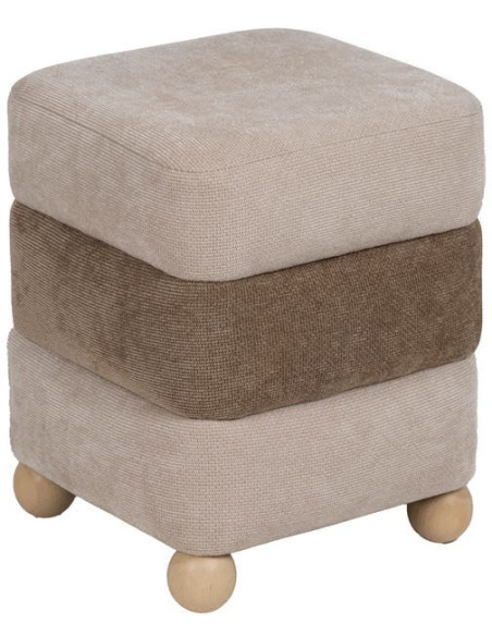 PUF BEIGE-MARRÓN DM-TEJIDO 44 X 44 X 50 CM