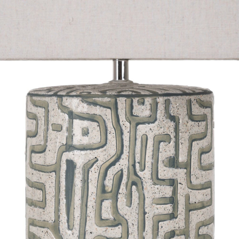 LÁMPARA MESA BLANCO-GRIS CERÁMICA 42 X 42 X 73 CM 