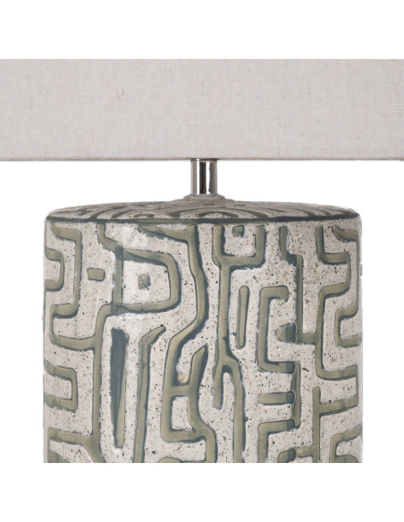 LÁMPARA MESA BLANCO-GRIS CERÁMICA 42 X 42 X 73 CM 