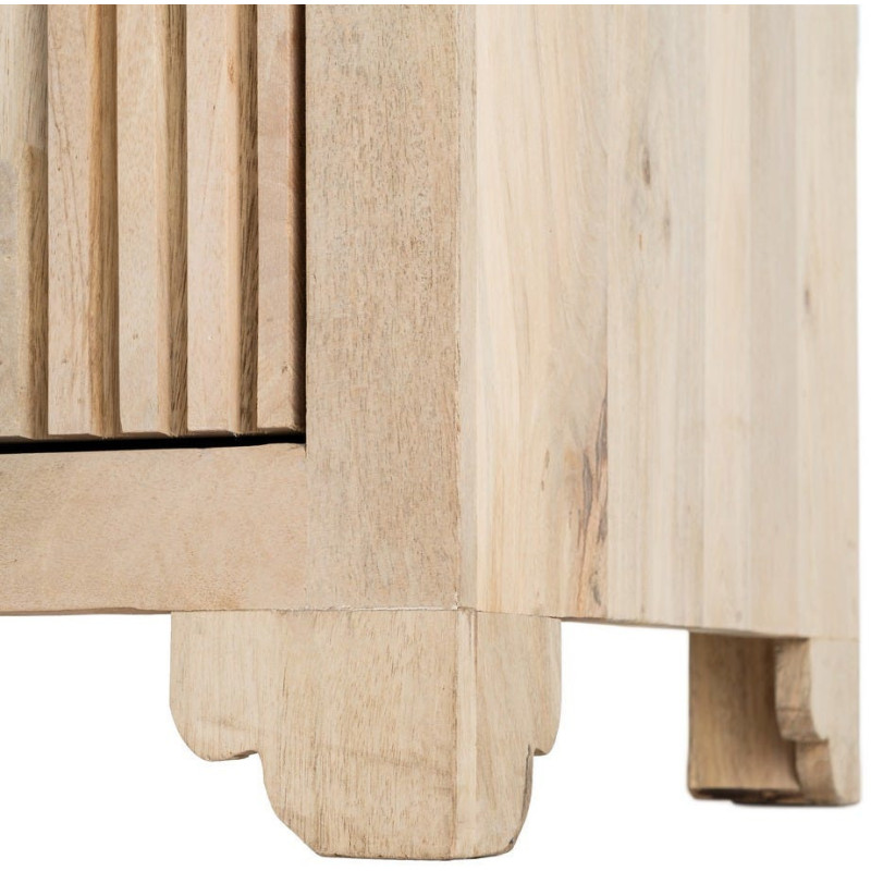 Buffet moderne chic Bas 2 portes 95 cm Marbre Noir Bois de manguier Naturel Liméro 