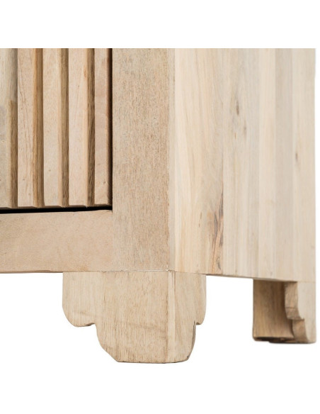 Buffet moderne chic Bas 2 portes 95 cm Marbre Noir Bois de manguier Naturel Liméro 