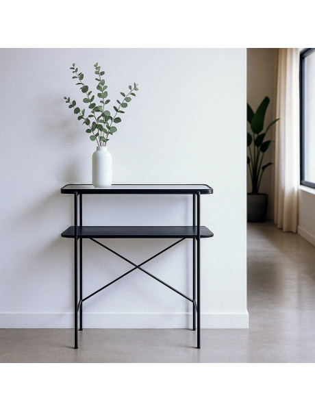 CONSOLA NEGRO METAL-CRISTAL 70 X 33,50 X 75 CM 