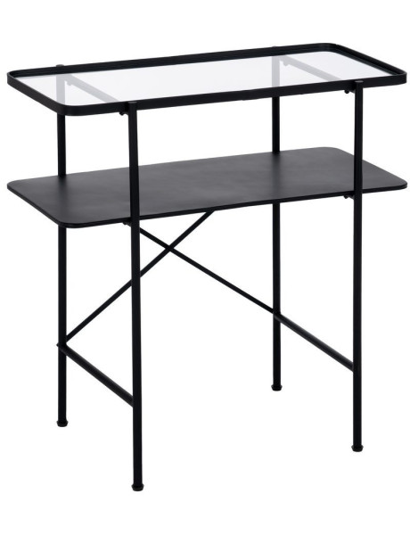 CONSOLA NEGRO METAL-CRISTAL 70 X 33,50 X 75 CM