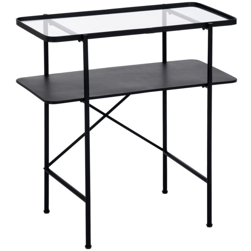 CONSOLA NEGRO METAL-CRISTAL 70 X 33,50 X 75 CM