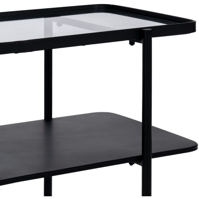 CONSOLA NEGRO METAL-CRISTAL 70 X 33,50 X 75 CM 