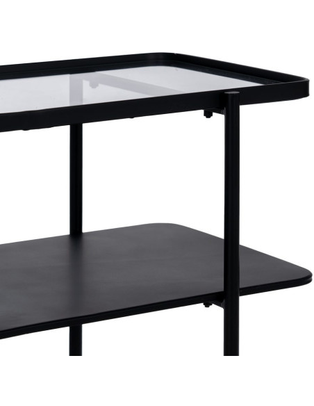 CONSOLA NEGRO METAL-CRISTAL 70 X 33,50 X 75 CM 