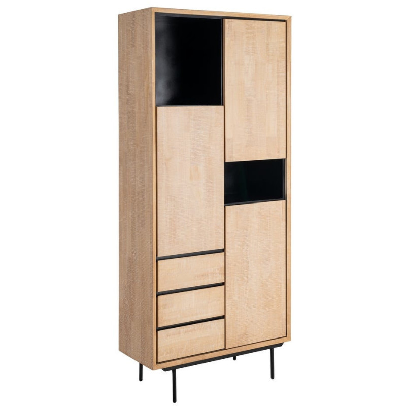 ARMARIO NATURAL-NEGRO MADERA-METAL 89,50 X 40 X 204 CM 