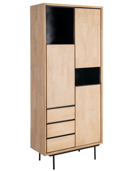 ARMARIO NATURAL-NEGRO MADERA-METAL 89,50 X 40 X 204 CM 