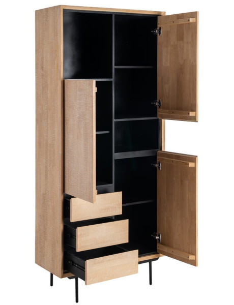 ARMARIO NATURAL-NEGRO MADERA-METAL 89,50 X 40 X 204 CM 