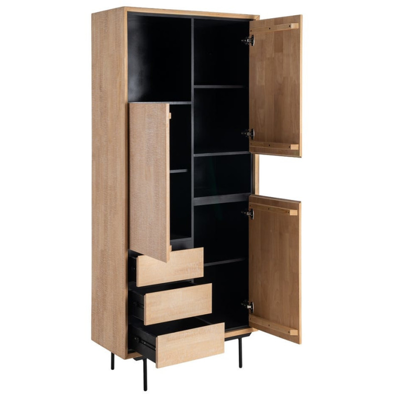 ARMARIO NATURAL-NEGRO MADERA-METAL 89,50 X 40 X 204 CM 