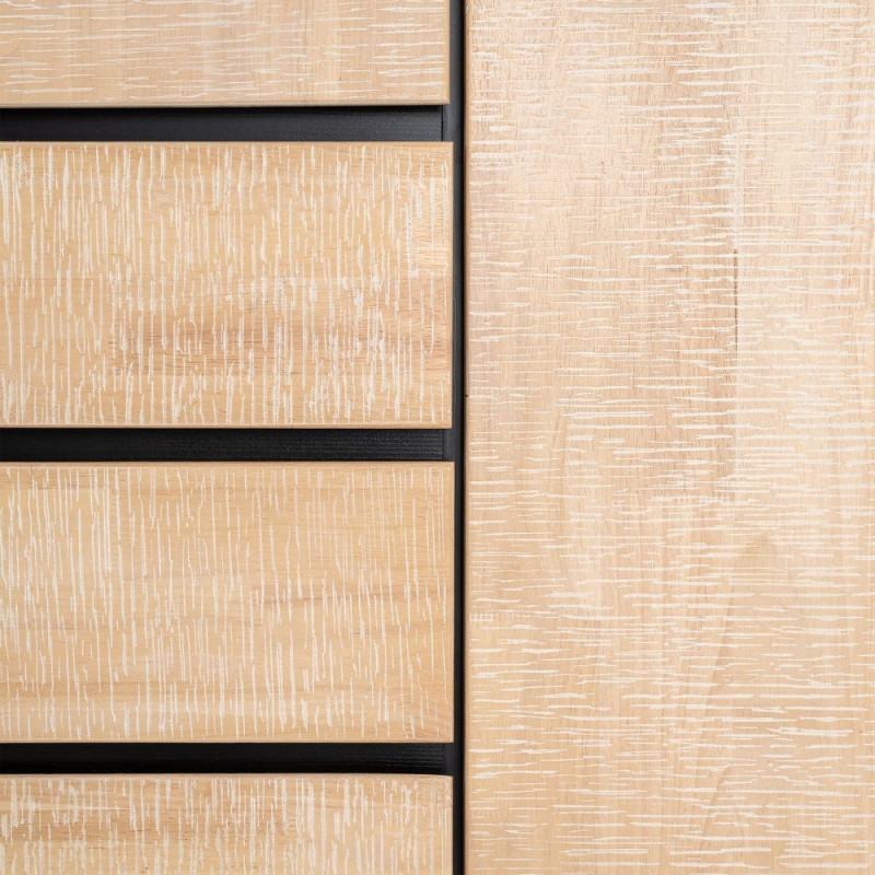 ARMARIO NATURAL-NEGRO MADERA-METAL 89,50 X 40 X 204 CM 