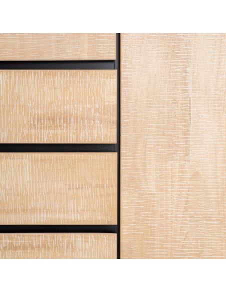 ARMARIO NATURAL-NEGRO MADERA-METAL 89,50 X 40 X 204 CM 