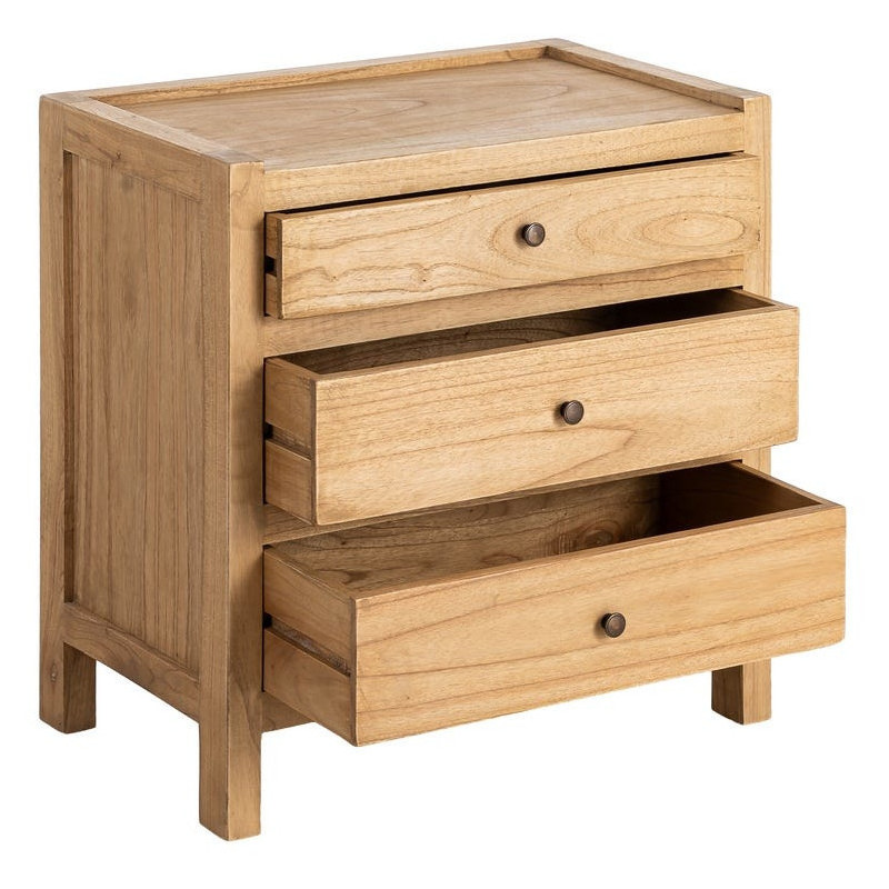 MESITA NATURAL MADERA MINDI DORMITORIO 65 X 40 X 65 CM 