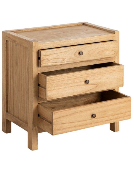 MESITA NATURAL MADERA MINDI DORMITORIO 65 X 40 X 65 CM 