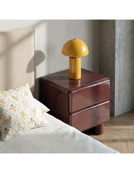 Table de chevet Doumya 56,5 x 42,5 x 56,5 cm rouge grenat laqué MDF