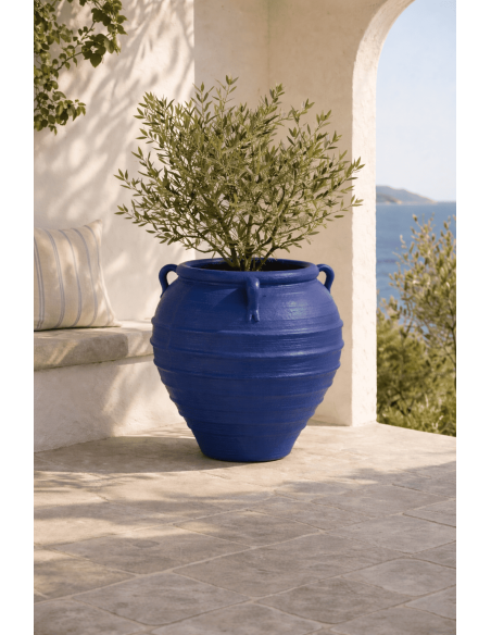 Grand cache-pot amphore Zurénia 56 x 56 x 60 cm résine de magnésium bleu foncé