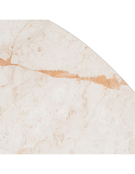 Table à manger ronde 120 cm marbre crème pied bois sculpté Strattia