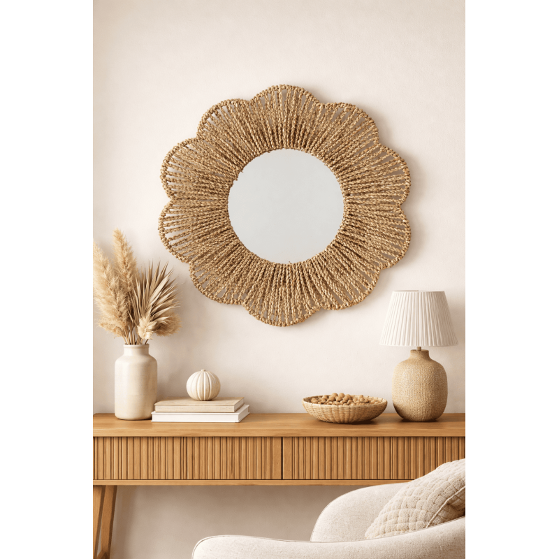 Miroir mural bord de mer Fleur 50x50...