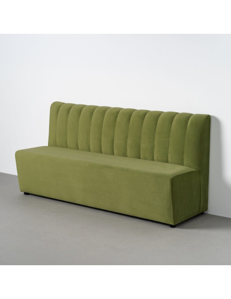 Banquette restaurant 180 cm tissu vert capitonné Lorea