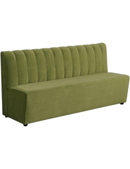 Banquette restaurant 180 cm tissu vert capitonné Lorea