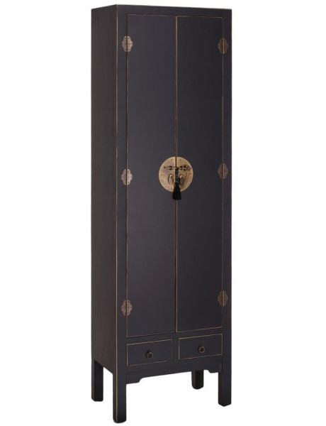 Armoire asiatique 2 portes 185 cm bois noir détails...