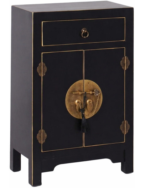 Table de chevet asiatique 2 portes 1 tiroir 69 cm bois...