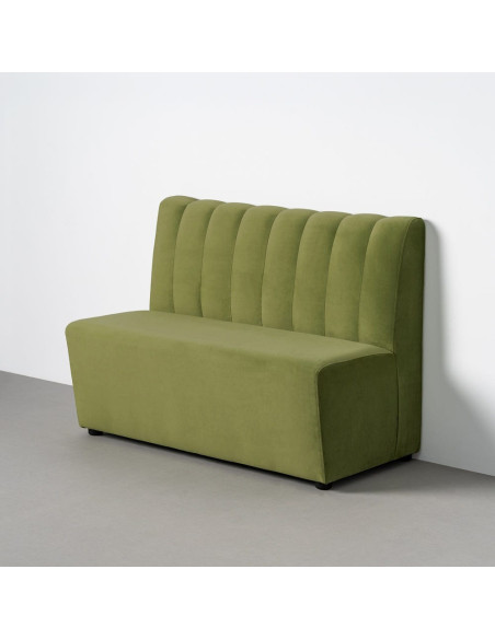 Banquette restaurant 120 cm tissu vert capitonné Lorea