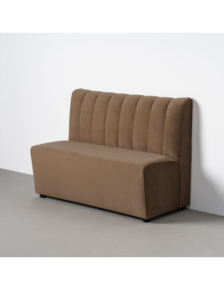 Banquette restaurant 120 cm tissu taupe capitonné Lorea