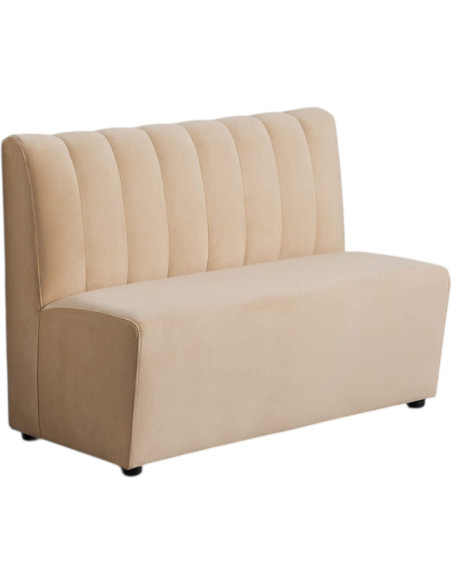 Banquette restaurant 120 cm tissu beige capitonné