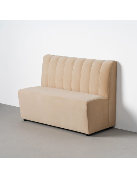 Banquette restaurant 120 cm tissu beige capitonné