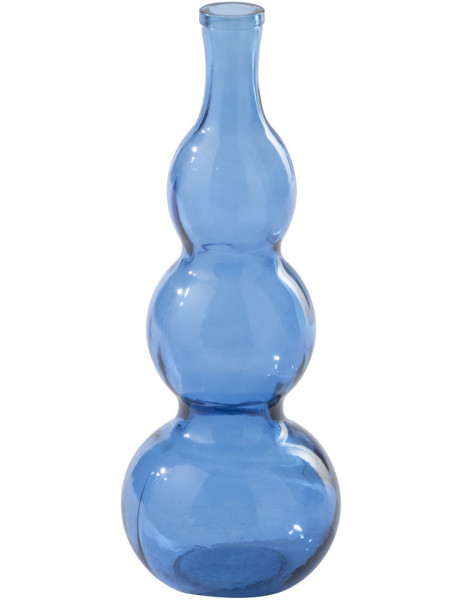 Vase Velora en verre bleu profond sculpté Ø17 cm x H48 cm 