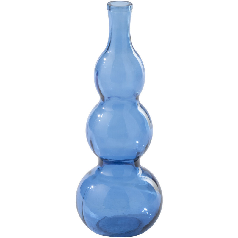 Vase Velora en verre bleu profond sculpté Ø17 cm x H48 cm 