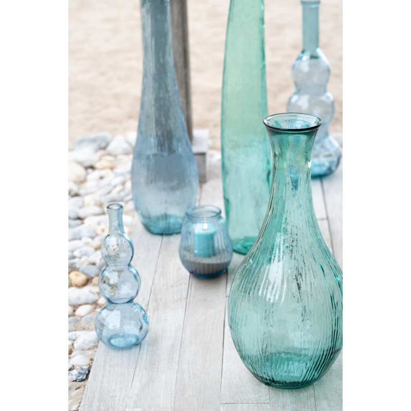 Vase Velora en verre bleu clair sculpté Ø17 cm x H48 c 