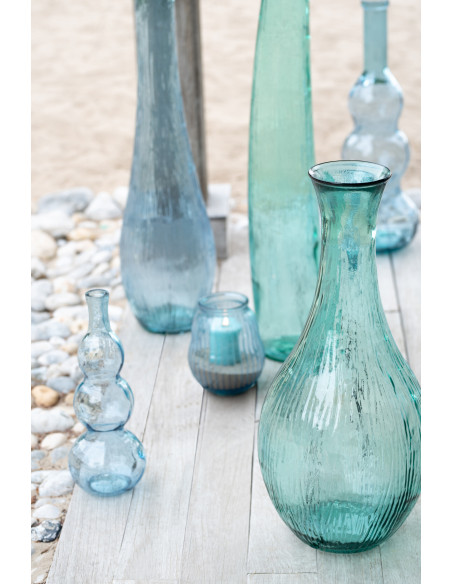 Vase Velora en verre bleu clair sculpté Ø17 cm x H48 c 