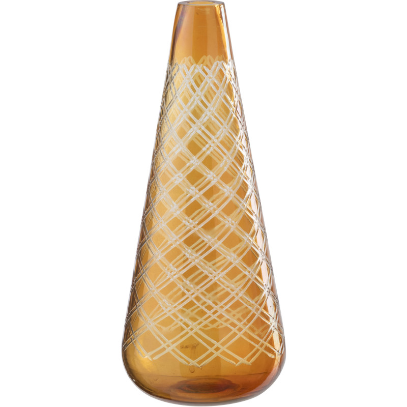 Vase Aurelio en verre ambré doré avec motifs graphiques H43 cm 