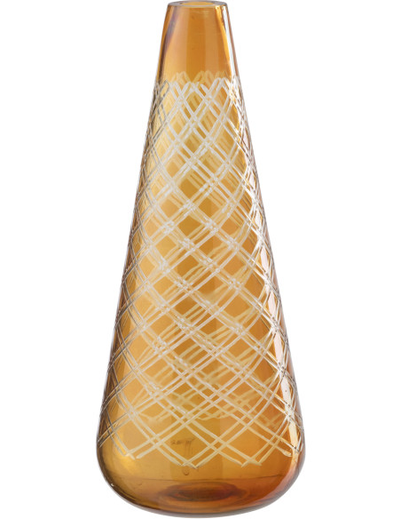 Vase Aurelio en verre ambré doré avec motifs graphiques H43 cm 